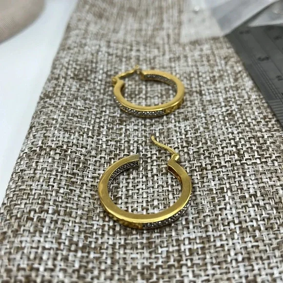 ✨ Vintage Thai .925 Sterling Silver Gold Overlay Hoop Earrings - Picture 12 of 15